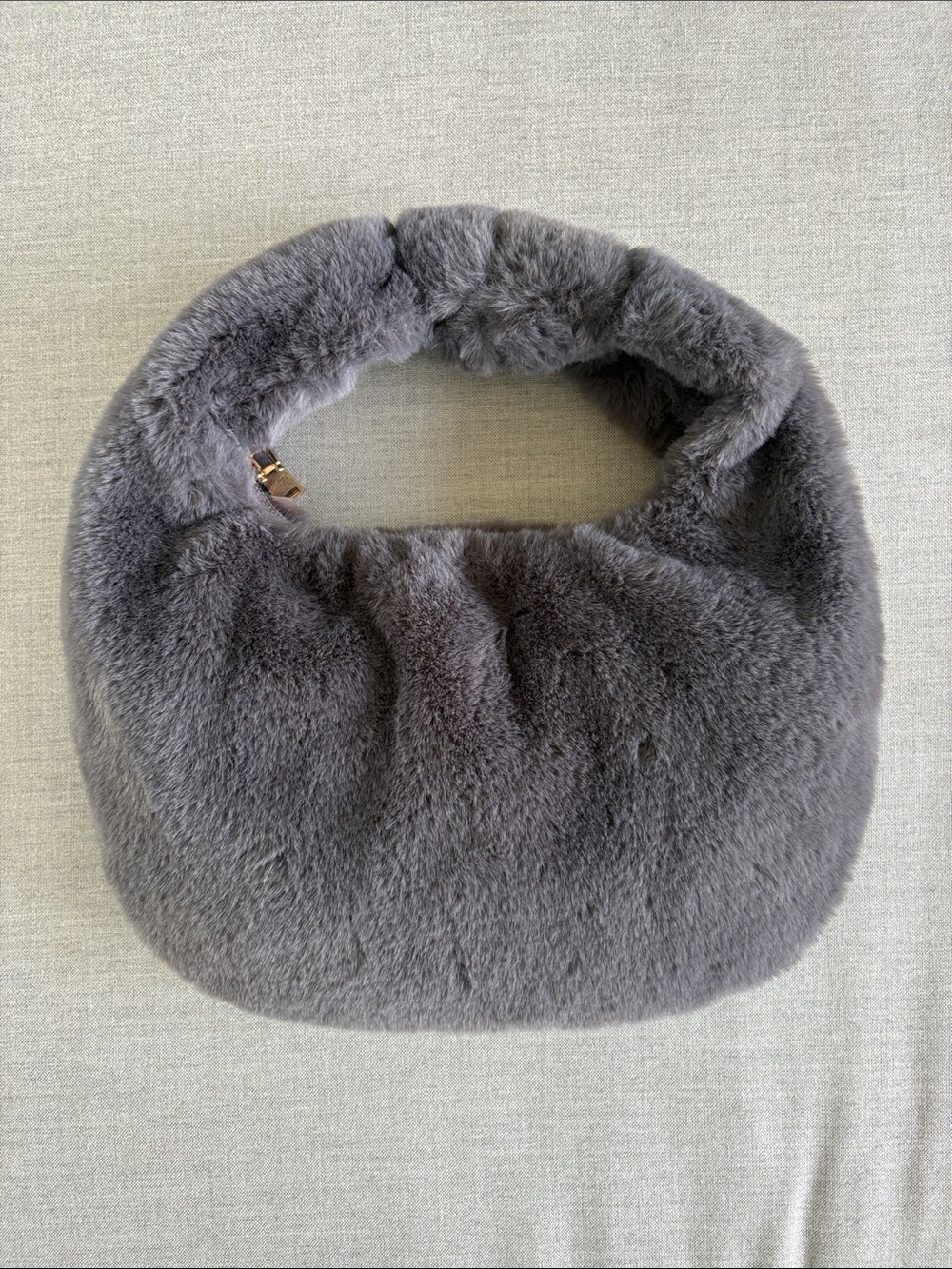 Anthropologie Gray Faux Fur Hobo Clutch
